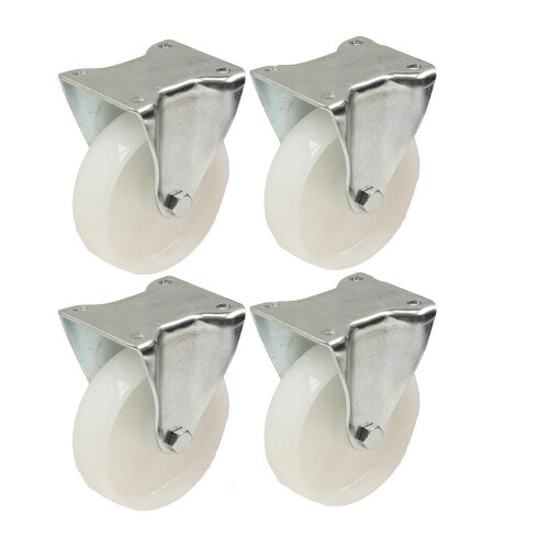 Parnells Rodízios de nylon de 125 mm 5" polegadas - conjunto de rodízios fixos para trabalhos pesados - conjunto de 4