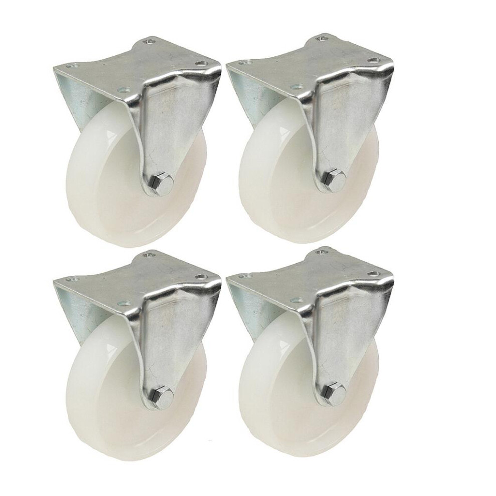 125mm 5" inch nylon castors - heavy duty fixed castors set - set of 4