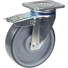Rueda giratoria/freno de 160 mm con poliuretano termoplástico gris conductor de la electricidad