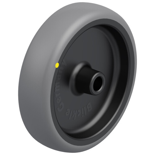 Roda de 125mm com borracha termoplástica cinza eletricamente condutora em polipropil