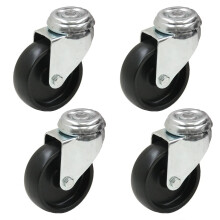 4 - 75mm schwarzes Nylon Bolzen Loch Swivel 3" Heavy Duty Caster