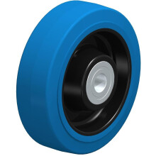 Roda de 160 mm com borracha elástica azul sobre centro de nylon