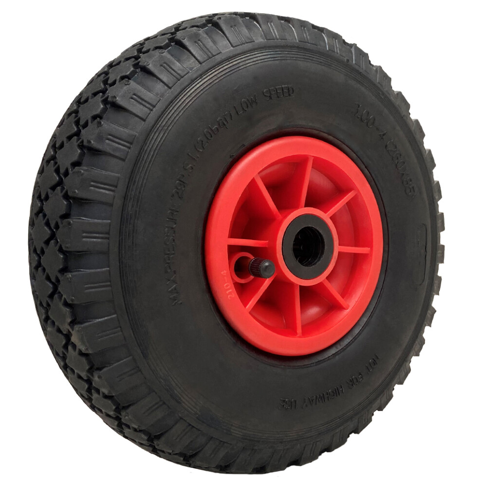 300X4 Pneumatic Pumped Wheel 260X85mm 4Ply Plastic Rim 20Mm Roller Bearing 150Kg 5060462564507