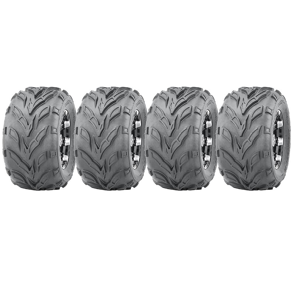 18x9.50-8 ATV tyre on four stud 100mm PCD rim, Dirt trail E marked (Set of 4)-image-OPC-PDXQBD9-NEW