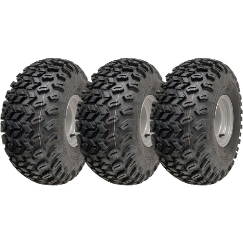 Parnells 22x11.00-8 Pneus Utilitários ATV P334 Rodas 4ply Jantes de aço PCD de 4 polegadas (conjunto de 3)