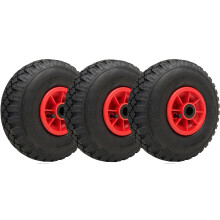 Ruedas Neumáticas 300x4 260x85mm Llanta de Plástico 20mm Rodamiento de Rodillos 150kg (Juego de 3)