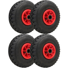 300x4 Rodas Pneumáticas 260x85mm Aro de Plástico 20mm Rolamento de Rolo 150kg (Conjunto de 4)