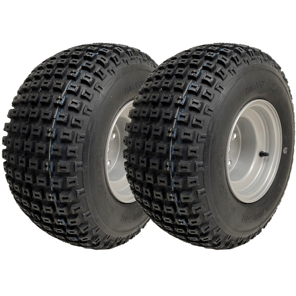 Parnells 18X9.50-8 Atv Knobby Tyre Fitted On 4 Stud 100Mm Pcd Rim Wanda P322 (Set Of 2)