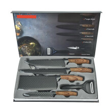 6-Piece Stainless Steel Kitchen Knife Set with Carbon Steel Chef Knife and Kitchen Scissors, Sharp Essential Cooking Tools