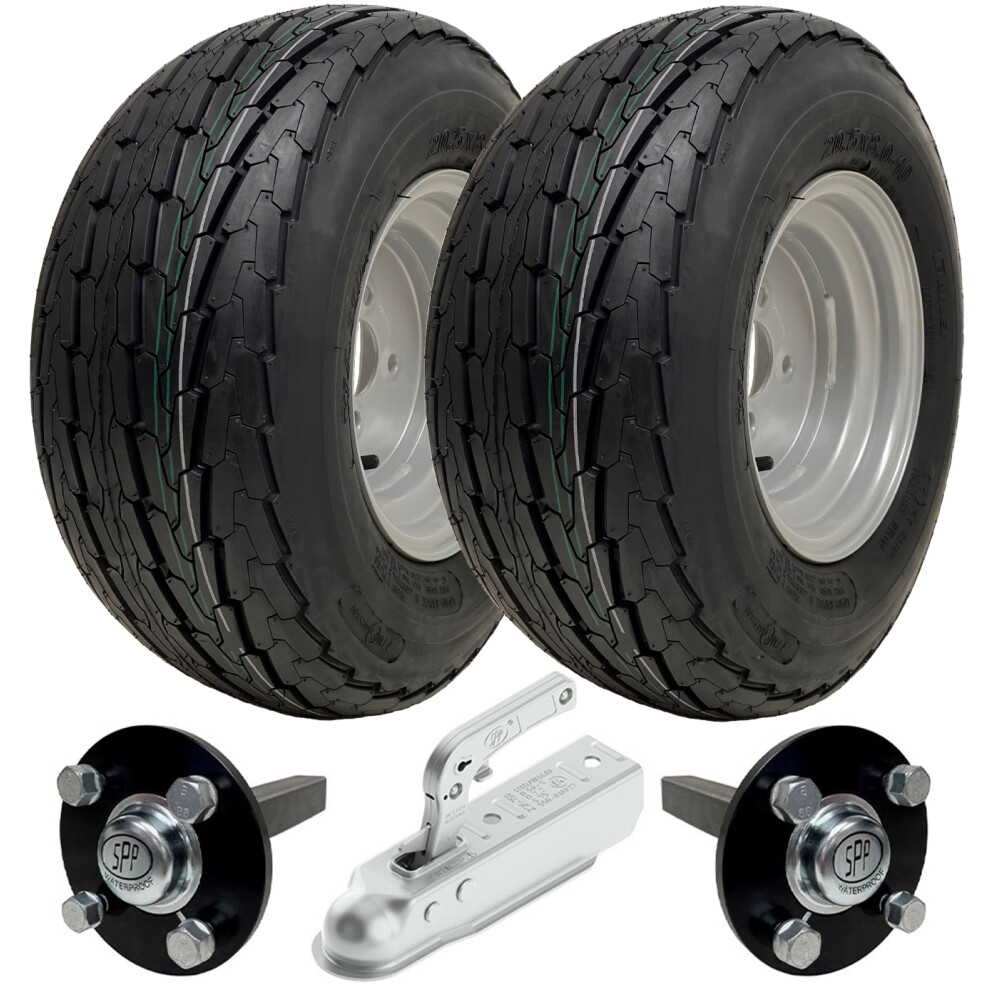 20.5X8.00-10 Trailer Kit High Speed Road Legal Wheels + Hub & Stub Axle & Hitch 5056116825155