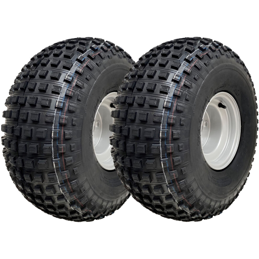 Parnells 22X11.00-8 Knobby Atv Tyres 4 Stud Rim Trailer Quad Wheels 4 Inch Pcd (Set Of 2)