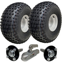 22x11.00-8 Knobby ATV Quad Remolque Kit Ruedas, Ejes, Fundición Enganche Capacidad 310kgs