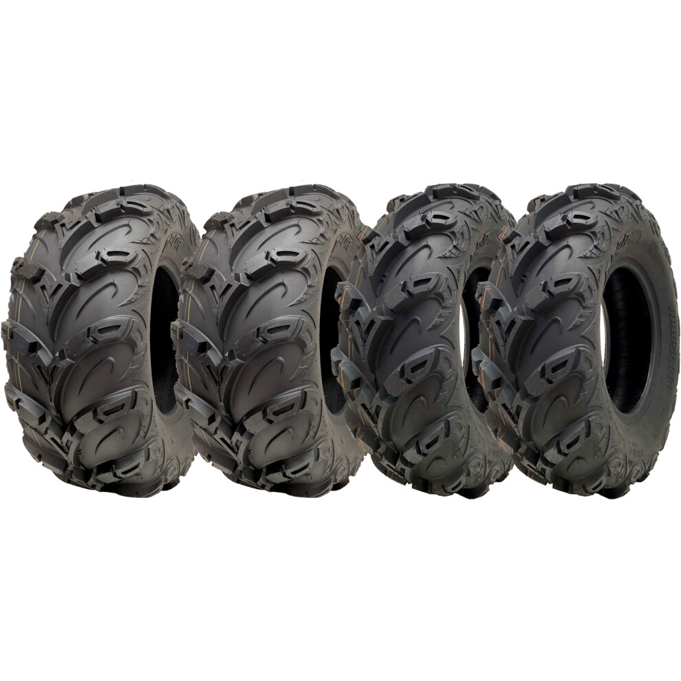 Parnells 25X10.00-12 & 25X8.00-12 Atv Quad Tyres Obor Mudsling Road Legal (Set Of 2 & 2)