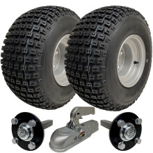 18x9.50-8 ATV Quad Trailer Kit, Knobby Wheels Hub &amp; Stub Axles Cast Hitch 204kgs