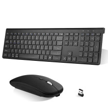 Plug and Play Compact Rechargeable Wireless Bluetooth Full Size Keyboard and Mouse Combo for Lenovo Yoga Smart Tab Black