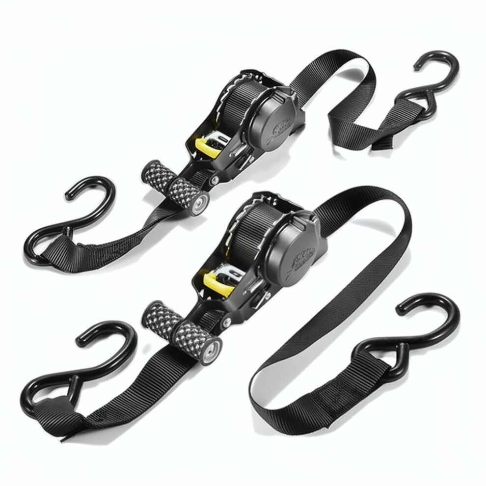 Automatic Retractable Ratchet Tie Down Straps 2-Pack 1 Inch X 10 Feet 1500 Lb Capacity With Padded Handles For Cargo And Motorcycle Transport 6947110166858