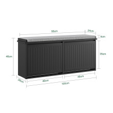 SoBuy Schoenenbank met kussen, 100x26x46 cm, zwart FSR98-XL-SCH