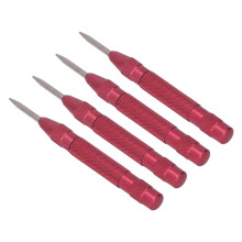Juego de 4 punzones de centrado, automático HSS de 5 pulgadas, rojo