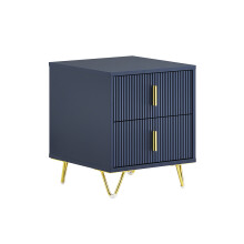 SoBuy Blue & Gold Bedside Table with 2 Drawers, 40x40x47cm