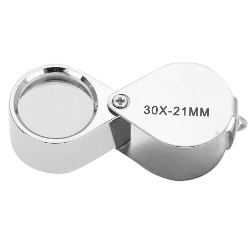 30X Portable Magnifier Folding Pocket Loupe with 2