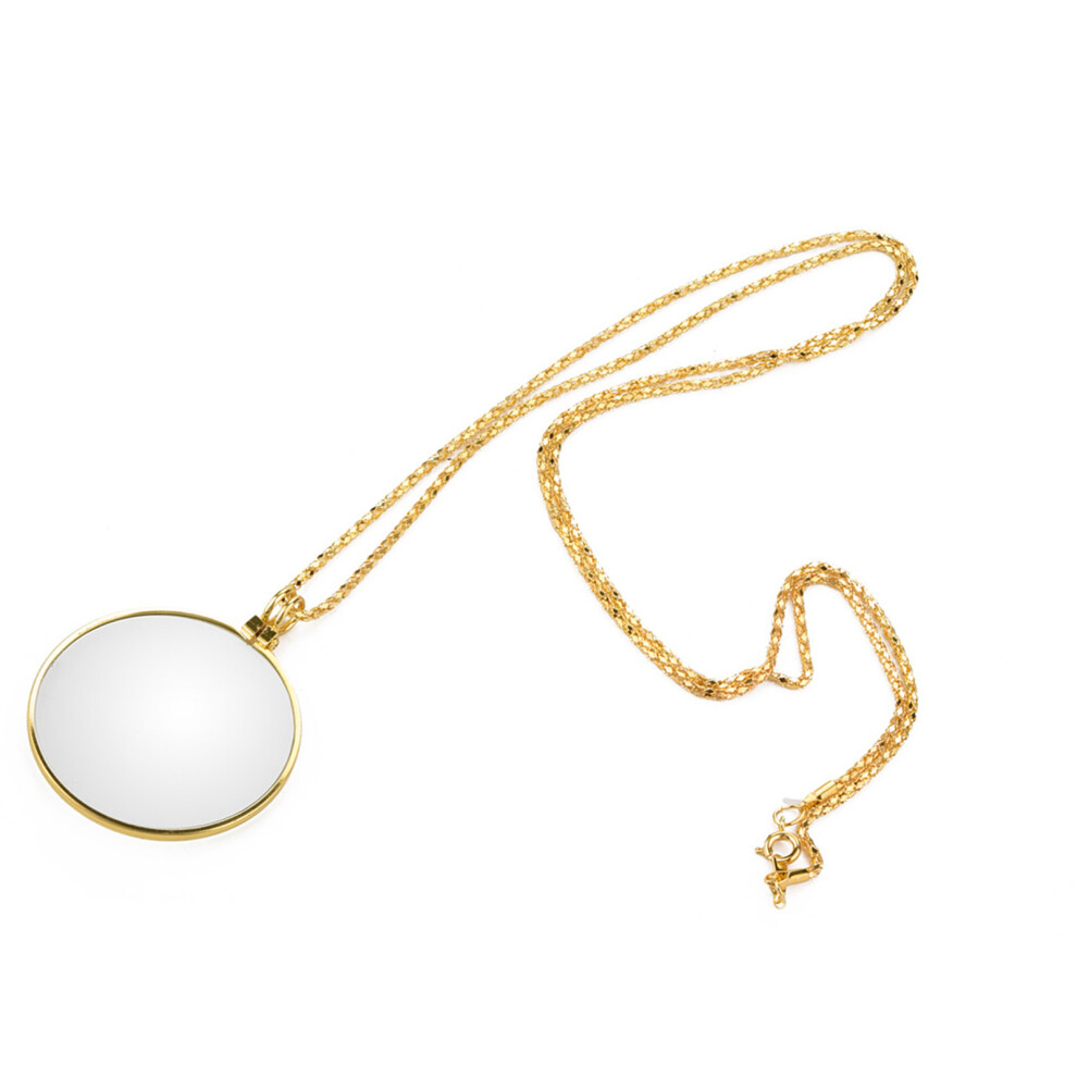 Gold 5X Magnifier Monocle Lens Necklace Magnifying