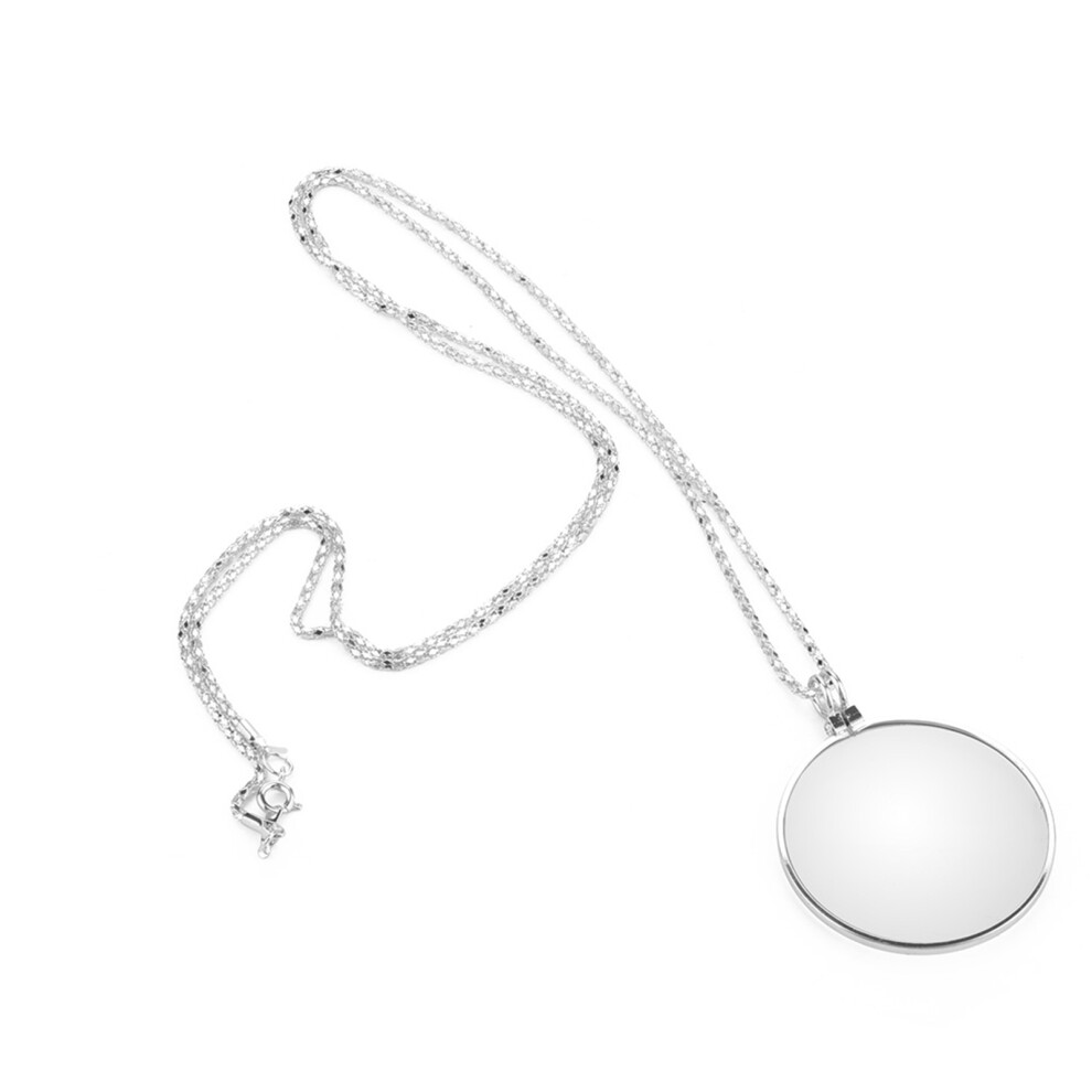Silver 5X Magnifier Monocle Lens Necklace Magnifying