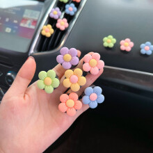 6 piezas de clips para la rejilla de ventilación del coche con flores de resina - Azul