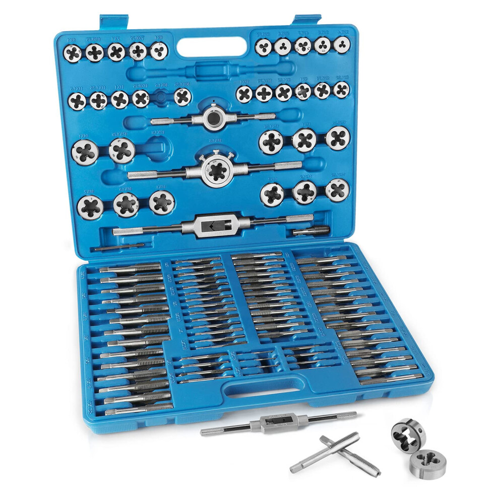 Metric Tap And Die Set 110 Pcs M2-M18 Rethreading Kit For Internal And External Thread Cutting Tools 6947110167169
