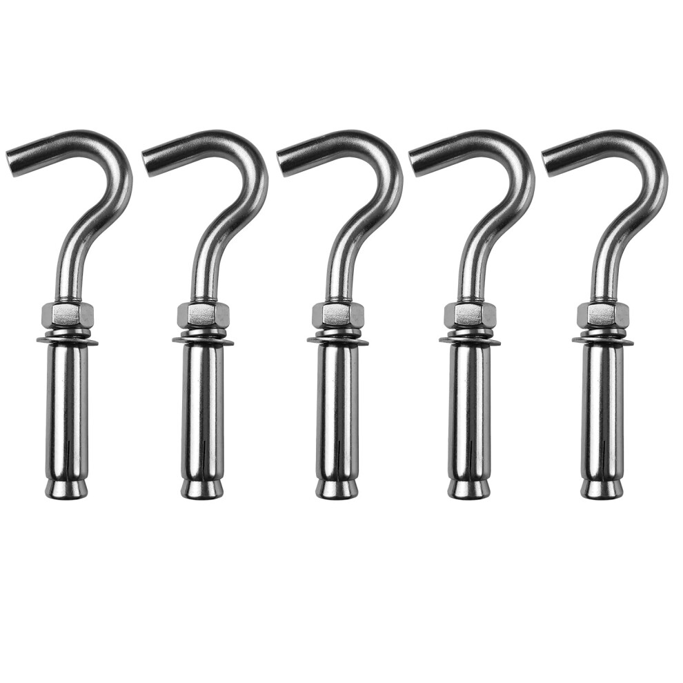 Expansion Hook Anchor Bolt M12 304 Stainless Steel 5 Pack Heavy Duty Concrete Wall Hooks Open Cup Design 6947110167381