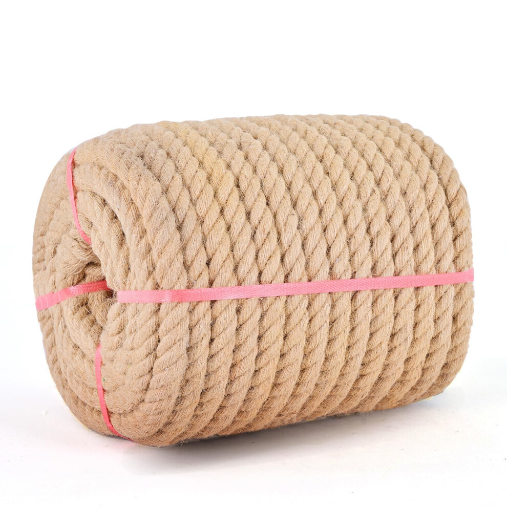 Natural Hemp Rope 1 Inch X 100 Ft Twisted Jute And Manila Rope For Diy Crafts Indoor Outdoor Bundling And Climbing 6276012481289