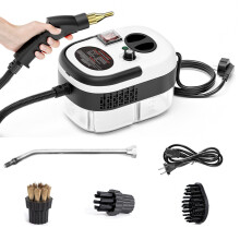 2500W Portable Handheld Steam Cleaner with Multi-Function Nozzle, 6-Speed Adjustment for Kitchen, Bathroom, Car Windows, A-White