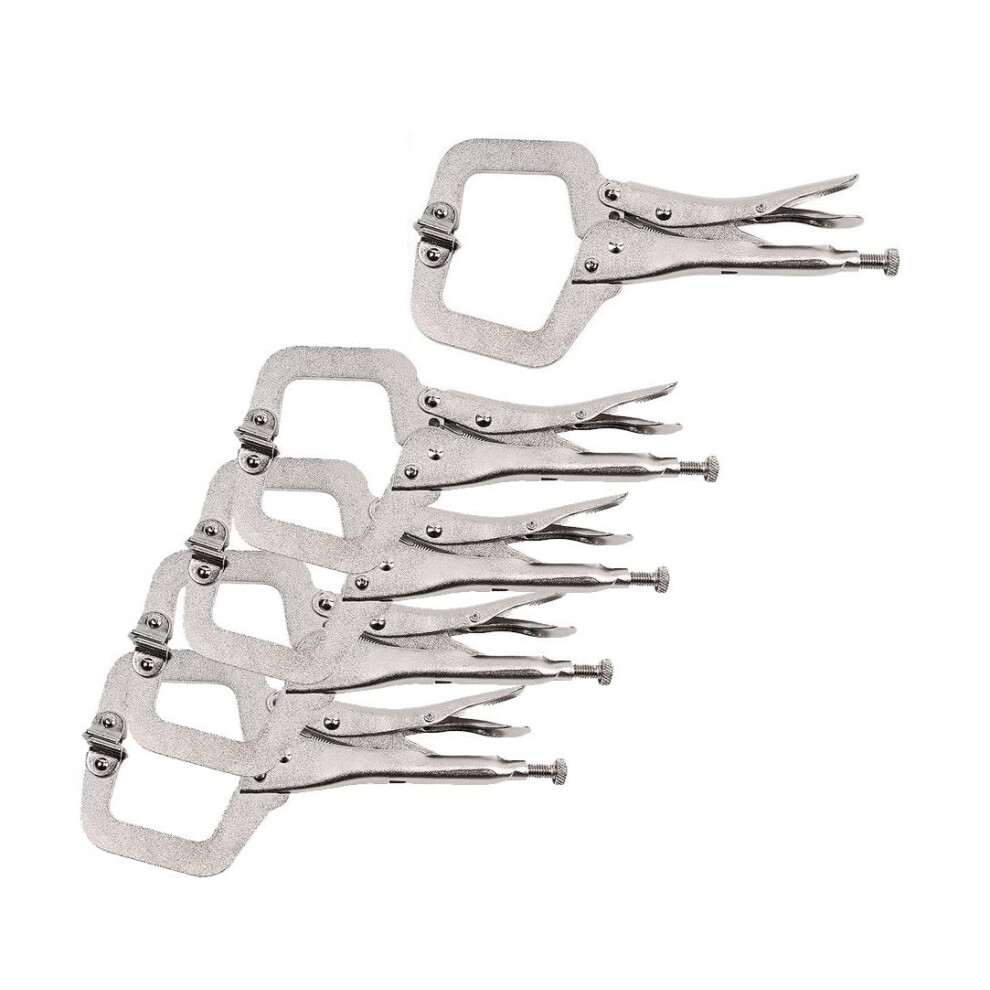11" Locking C Clamp Pliers Set Of 5 With Swivel Pads For Welding Vise Clamps And Heavy Duty Holding Tasks 6276012481753