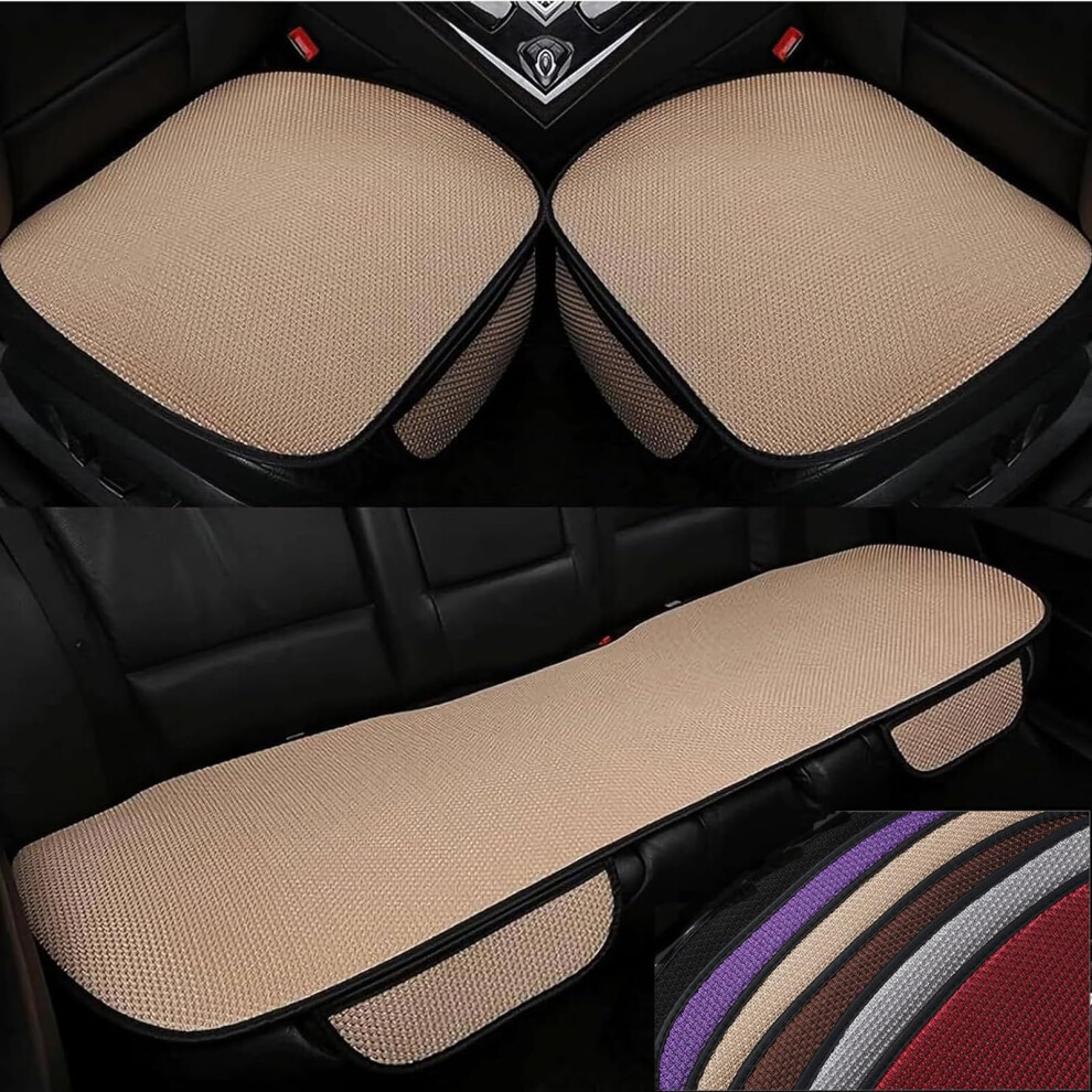 Breathable Anti-Slip Viscose Filament Car Seat Covers For Trucks Sedans Suvs Universal Fit Refreshing Seat Pads Beige 6276012481876