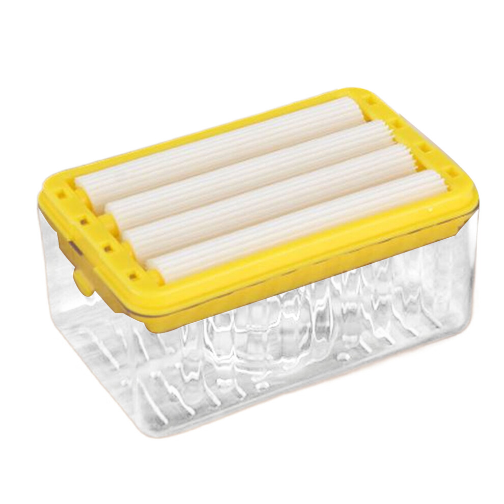 (yellow) Portable Soap Box With Roller For Bathroom Soap Dish And Transparent-image-OPC-PJNFD9M-NEW