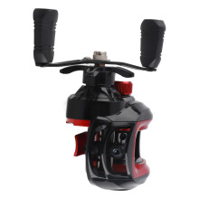 8KG Baitcastingrolle mit Doppelringen, Kugellager, Angelrolle mit Magnetbremssystem, Schwarz-Rot, Standard, 7,2:1 Übersetzung, rechtsgriffi