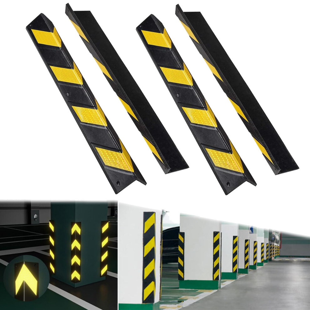 Garage Wall Protector Reflective Rubber Column Anti-Collision Strips L-Shaped 80Cm 1Cm Thick 4Pcs For Parking Columns Black/Yellow 6482260659732
