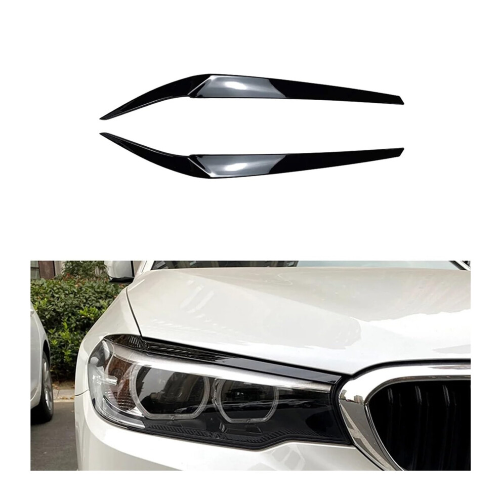 Headlights Eyebrows Eyelids Cover Eyelashes For Bmw 5 Series G30 525I 530I 2017-2021, Durable Abs Material Black 6276012482101