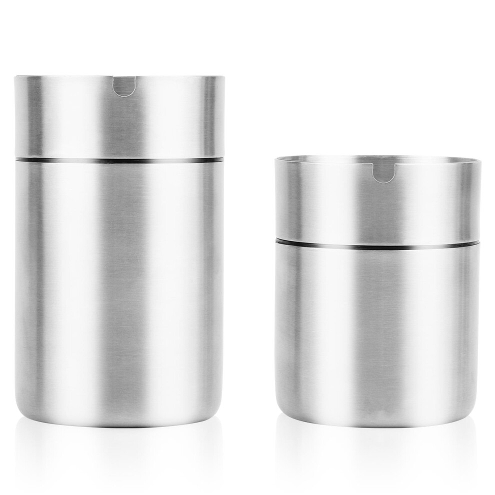 Car Ashtray With Lid, Stainless Steel Portable Smokeless Ashtray, 2-Pack Detachable Cigarette Butt Bucket For Car Office Home 6276012482729