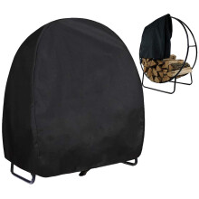 Firewood Log Holder Rack Cover Heavy Duty Waterproof Round Storage for Outdoor Patio Garden 24x24x25in Black