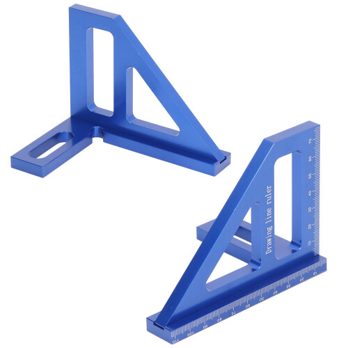 Blaues Aluminium-Winkellineal 45/90 1 mm 2