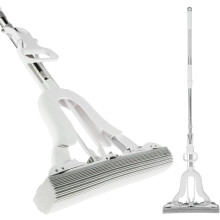 Super Absorbent Sponge Mop with Self-Wringing Feature for Wet and Dry Cleaning, Removable Roller for Kitchen and Bathroom Floors