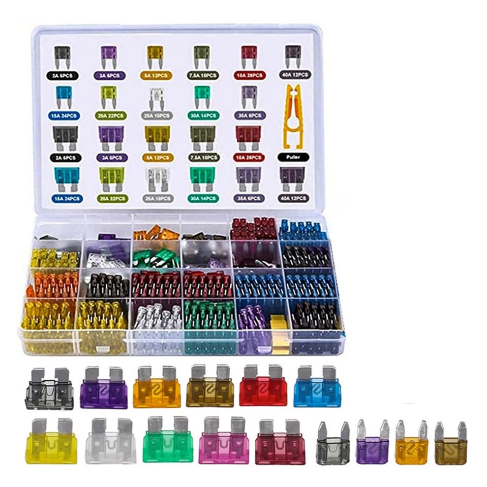 Automotive Truck Fuse Assortment Kit, 300 Mini Blade Fuses 5-30A, Small Size Aluminum Car Fuses 6482260660462