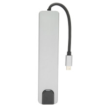 Hub USB-C 8 en 1 gris 4K 87 W PD 480 Mbps estación de acoplamiento