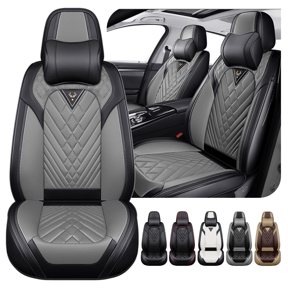 Car Seat Covers For Chevy Corvette 2000-2025, Waterproof Durable Airbag Compatible, Breathable Protector For 2 Seats With Pillows Black/Gray 6947110169279
