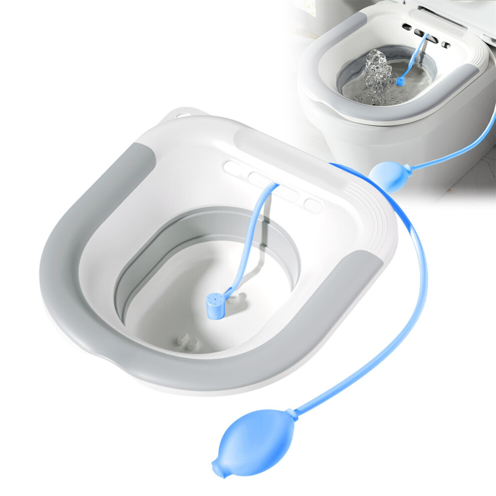 Sitz Bath, Foldable Sitz Bath Basin for Hemorrhoids and Postpartum Care, Toilet Seat Bidet with Flusher Hose, Easy to Use