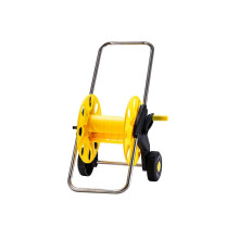 Hand-Push Hose Storage Rack with Wheels for 40-50 Metre Hoses, Garden Trolley Set in Yellow and Blue, Durable Watering Solution