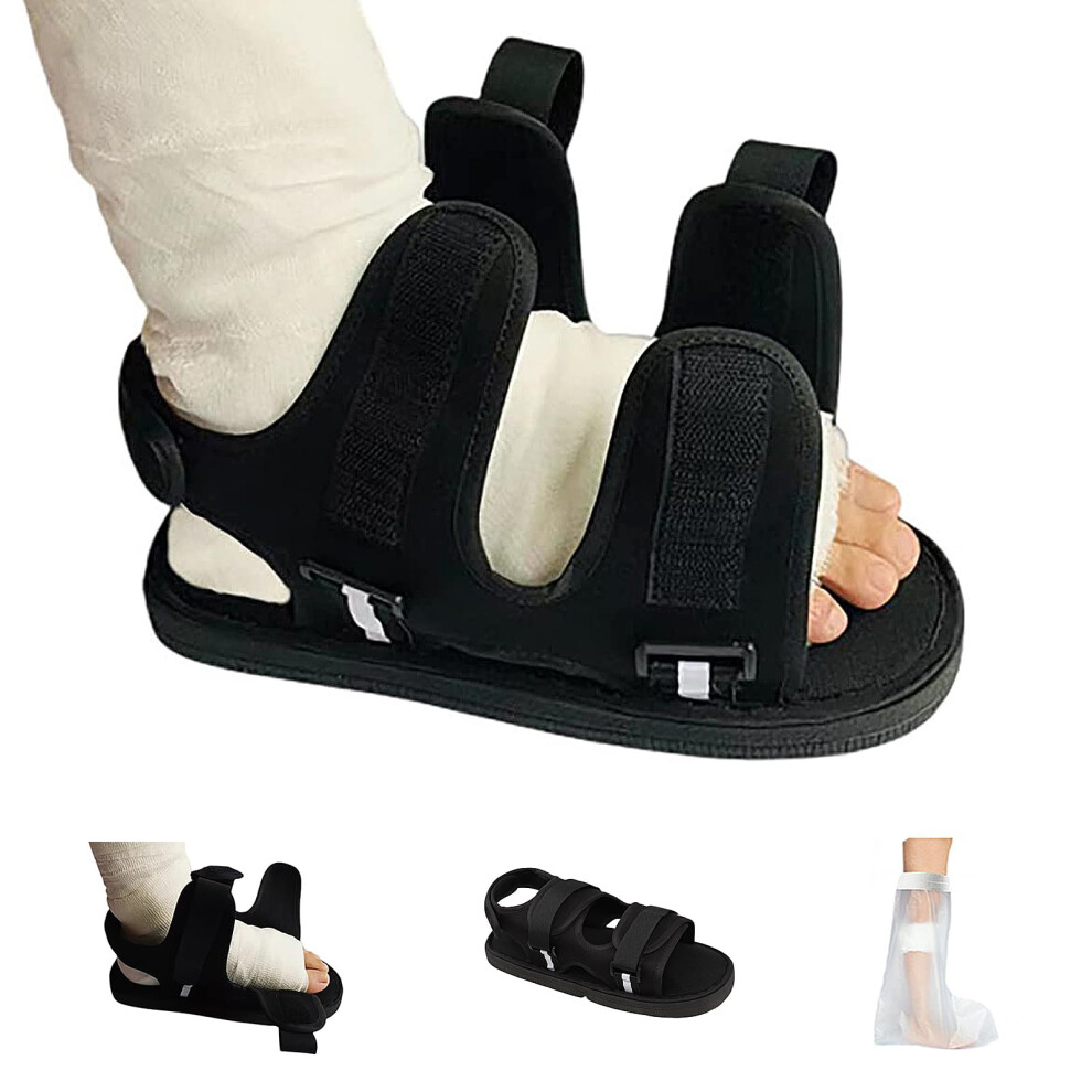Post Op Shoe for Broken Foot, Adjustable Medical Walking Boot with Open Toe, Recovery Cast Shoe for Men and Women, Size S