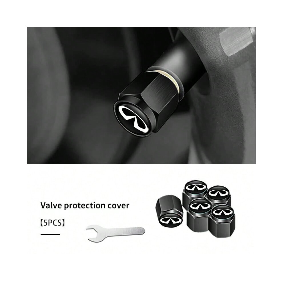 (5PCS Black) Anti-Theft Car Wheel Tire Air Valve Caps Tyre Rim Stem Dust Covers For Infiniti Q50 FX35 Q30 G37 Q70 QX70 G35 Q60 QX50 QX60 QX8-image-OPC-PJNFMRQ-NEW