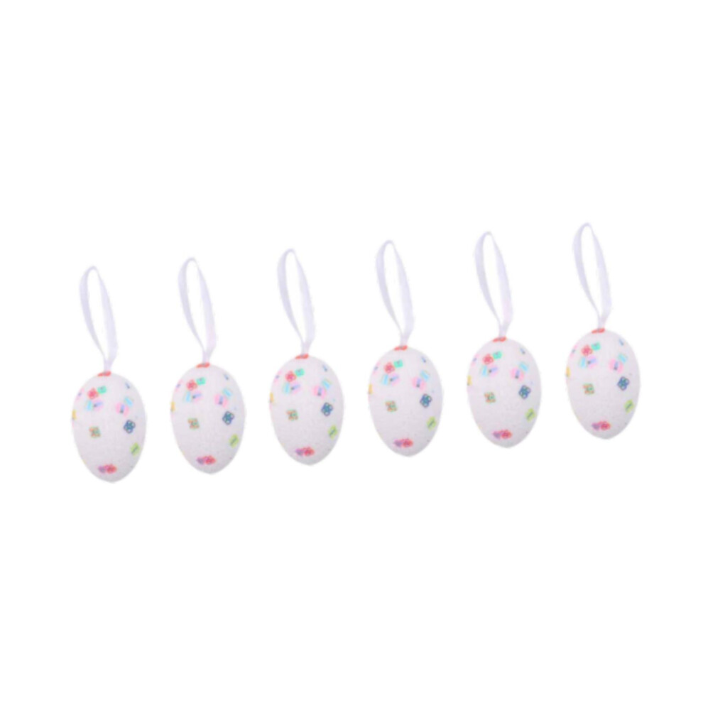 (White) 6x Easter Egg Hanging Ornaments Easter Decoration for Wall Colorful-image-OPC-PJNFQH9-NEW
