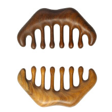 Hair Massage Comb Pack of 2, Natural Wood Wide Tooth Comb for Scalp Massage, No Static Head Massager, Meridian Therapy Tool